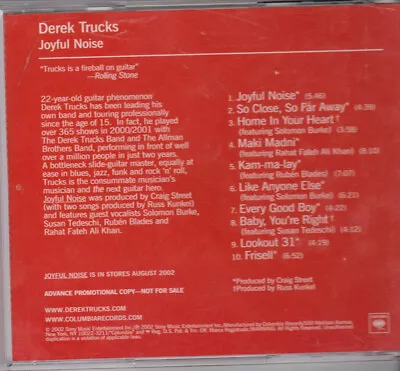 The Derek Trucks Band - Joyful Noise (CD Advance Album Promo) (Very Good Plus • $10