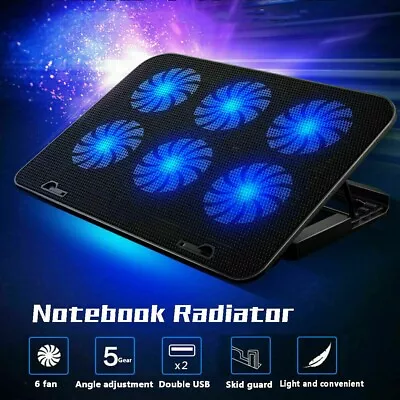 A9 Laptop Cooler Cooling Pad 6 Powerful Fan Table Stand For 12 -17  Laptop LED • $23.95