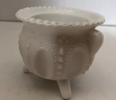 Vintage Degenhart Footed Milk Glass Toothpick Holder Cauldron • $16