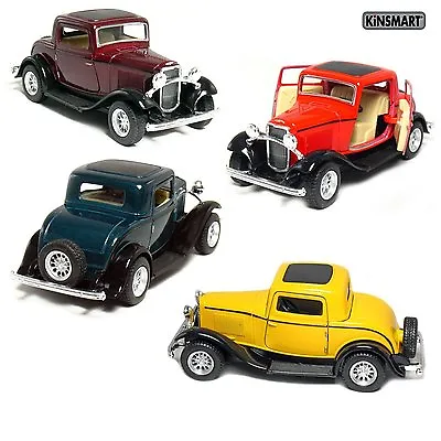 Set Of 4: 5  1932 Ford 3-Window Coupe 1:34 (Green/Maroon/Red/Yellow) Diecast Toy • $27.98