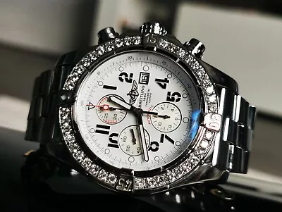 Exclusive Breitling Super Avenger 40 Diamond A13370 Men's Watch Rrp £8500 • $833.85