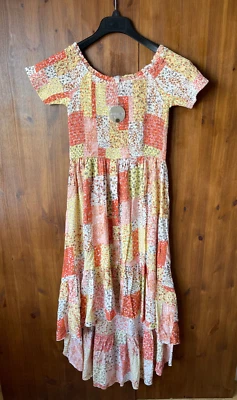 £19.95 • Buy 🥻BNWT - APRICOT MIDI DRESS High Low Hem Bardot Orange Paisley Patchwork UK 12