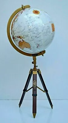 Nautical Tripod World Globe With Table Stand Nautical Globe Vintage Map Style • $512.13