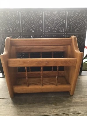 $28 • Buy Vintage Solid Oak Magazine Rack Double Sided
