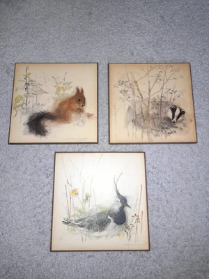 £39.99 • Buy Vintage Mads Stage Signed Wood Block Prints X3 Danish Artist
