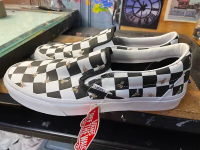 Vans Classic Slip On Bee Check Black White Size US 11 Men's New Rare • $79.99