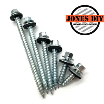 Slash Point Self-tapping Screw Hex Head Gash Point Screws Epdm Washer All Sizes • £3.99
