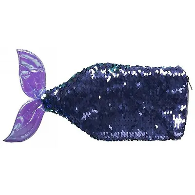 WHSmith Sparkle Pop Sequin Mermaid's Tail Pencil Case Metal Zip Purple • £6.74