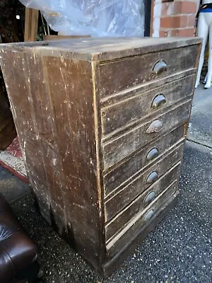 Quality Large Set Of  7 Vintage Hobby Drawers Rustic Map Drawers • £245