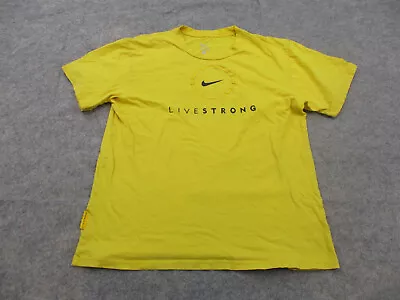 Nike Shirt Mens Large Yellow Black Swoosh Crew Neck Livestrong Gym Workout Tee * • $15.27