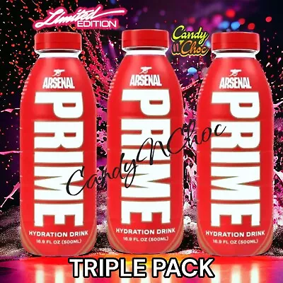 Arsenal Prime Hydration  Limited Edition X3 Bottles By Logan Paul & Ksi In Hand • £14.99