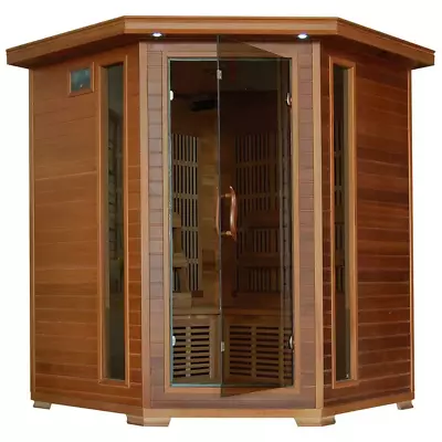 4-Person Cedar Corner Infrared Sauna With 10 Carbon Heaters • $4853.32