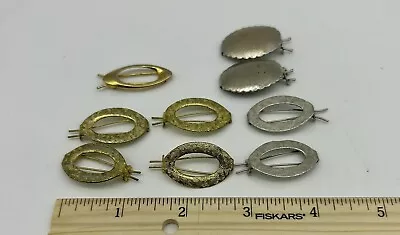 Vintage Barrette Lot Oval Gold Tone Metal Silver Taiwan 1” Set Of 9 • $10.99