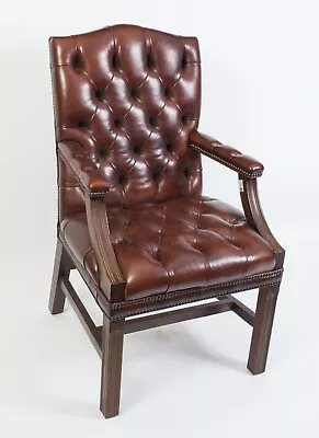 Bespoke English Handmade Gainsborough Leather Desk Chair • £1400
