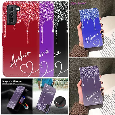 Personalised Leather Wallet Case Cover For Samsung Galaxy A05 A15 A54 S23 FE S24 • $12.89