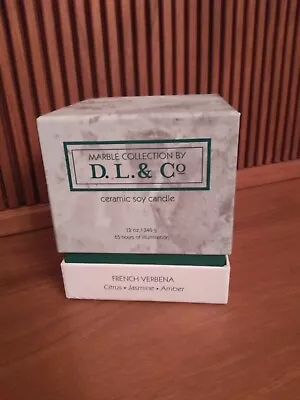 D.L. & Co Ceramic Soy Candle French Verbena NIB 65 Hours Marble Collection  • $21.50