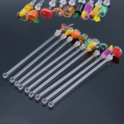 10Pcs Swizzle Stir Stick Acrylic Spoon Cocktail Drink Stirrers Party Bar Supply • £3.99