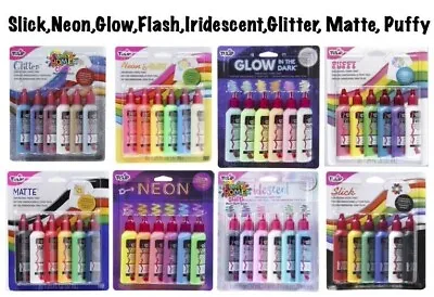 TULIP 6 Pack Fabric Paints  Matte Neon Glow Glitter Puffy Flash Iridescent • £19.99