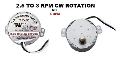 Synchronous Motor TY-50 Class A 120V 50/60Hz 2.5/3 RPM OR 5 RPM 4W CW/CCW  TY50 • $34.95