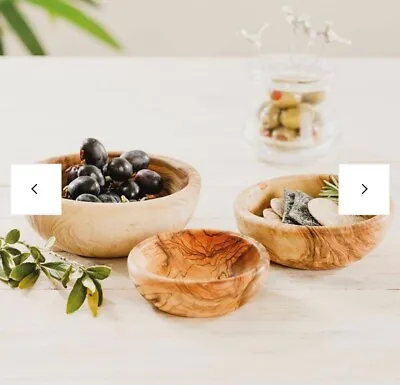 Naturally Med Olive Wood Stacking Serving Bowls Set Of 3 Natural • £30