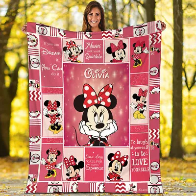 Personalized Name Minnie Mouse Fleece Blanket Mickey Minnie Mouse Blanket • £67.50