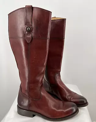 Frye Melissa Button Riding Boots Womens Size 9.5 B Extended Calf Brown Leather • $150