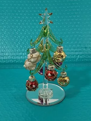 $18 • Buy VTG 6”Miniature Glass Crystal Christmas Tree & 9 Decorated Glass Ornaments