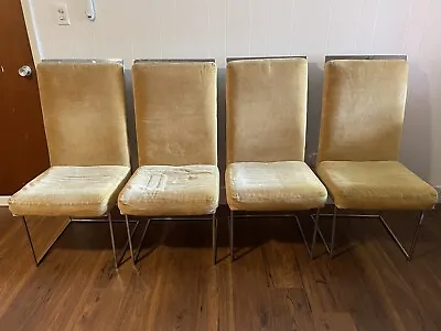 Vintage Mid Century Modern Milo Baughman Chrome And Cane High Back Dining Chairs • $399