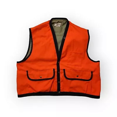 Vintage Cabelas Blaze Orange Snap Hunting Vest Mens 2XL • $39.95