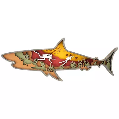 3 D Shark Wall Decor Wood Sculpture For Home Ocean Modeling • £13.65