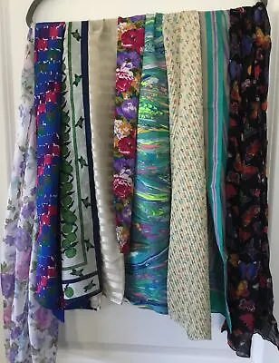 Lot Of  9 Vintage Rectangular  Scarves - Colorful Geometric Etc. --EUC • $13.99