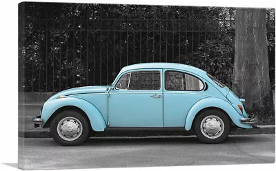 ARTCANVAS Blue Volkswagen Beetle Bug Vintage Car Canvas Art Print • $174.24