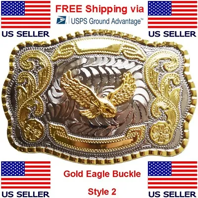 1 1/2  Big Gold Eagle Western Belt Buckle. Style 2. 5 1/2  X 3 7/8 . • $13.99