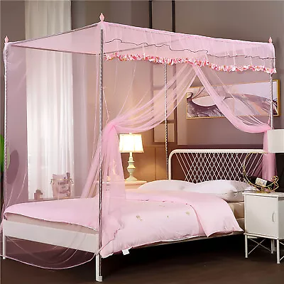 Bed Canopy Frame Post Stainless Steel 4 Corner Mosquito Netting Curtain Bracket  • $22.99