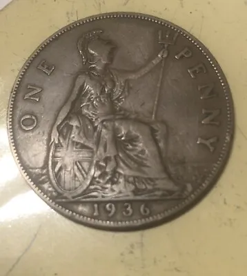 Extremely Rare 1936 One Penny King George V British Coin Unique VERY COLLECTABLE • £850