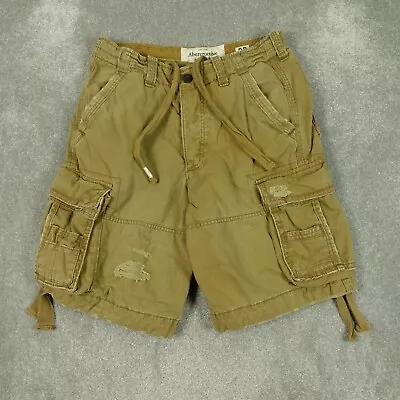 Abercrombie & Fitch Mens Cargo Shorts W32 Yellow Tan Heavyweight Drawstring • £34.99