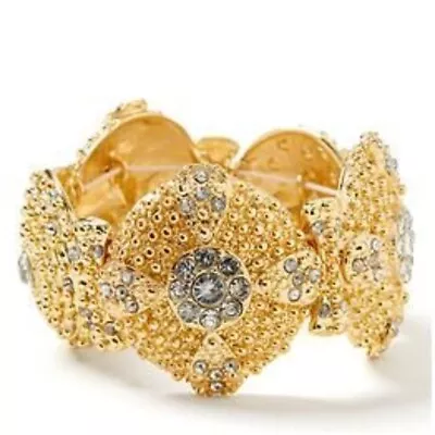 J.Crew Women's Golden Sands Textured Crystal Stretch Bracelet NIB 59 • $9.50