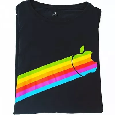 Apple T-Shirt With Classic Macintosh Rainbow Logo • $39