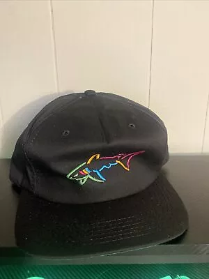 Vintage Greg Norman Golf Shark Attack Strapback Adjustable Black Hat Cap Used • $19.99