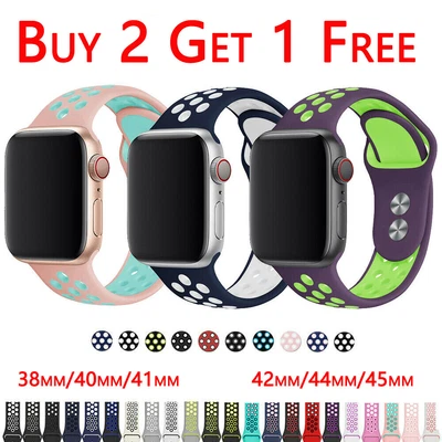 $6.08 • Buy For Apple Watch Strap Band IWatch Series 8 7 6 SE 5 4 3 2 38/40/41/45mm Silicone