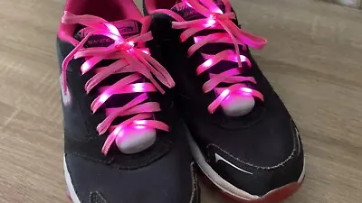 £6.99 • Buy 1-6 Pink Sets Of LED Shoelaces Light Up Fibre Glow Flashing Luminous Shoe Laces