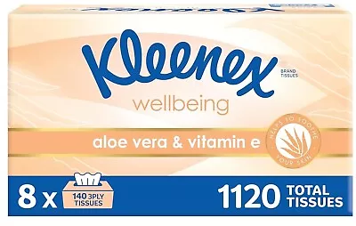 Kleenex Aloe Vera & Vitamin E 3 Ply Facial Tissues 1120 Count (8 X 140 Pack) • $36.49