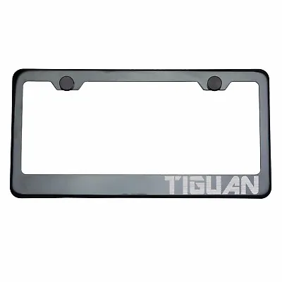 Titanium Gun Metal License Plate Frame TIGUAN Laser Etched Metal Screw Cap • $31.99