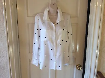 NWT Mango Ivory With Black Embroidered Polkadots Size Large • $17.99