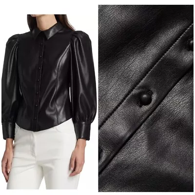 Nwt 🖤vero Moda Women's Leather Puff Long Sleeve Shirt Size Large • $37.99