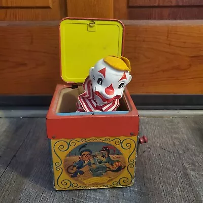 Vintage 1950s Mattel Music Maker Toy Jack In Box 5  Jolly Tune Clown NOT WORKING • $25