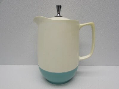 VTG Mid Century Pitcher Vacron Vacuum Server Bopp-Decker White Teal Blue Lid • $17.91