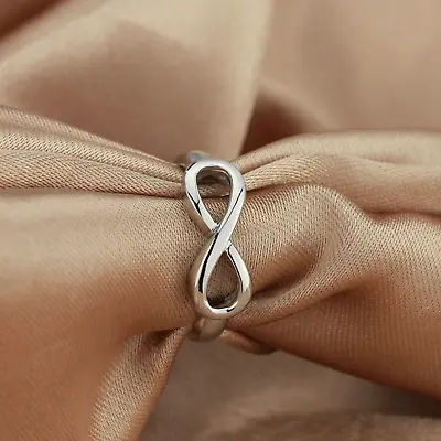 Genuine 925 Solid Sterling Silver Infinity Promise Love Ring Sizes US 5 - 10 • $16.95
