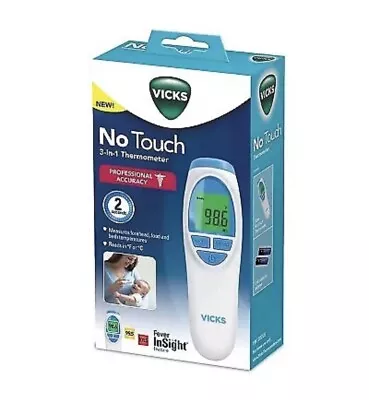 Vicks No Touch 3-in-1 Thermometer Measures Forehead Food Bath Temperatures NEW • $10.95