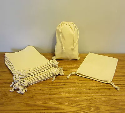 24 New Cotton Muslin Bags With Drawstrings 8  By12  Bath Soap Herbs Quality Bag • $25.60